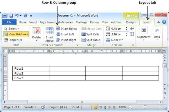 Word Rows Columns