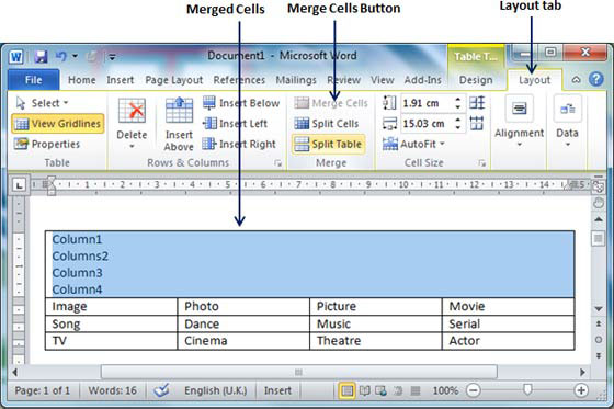 Microsoft Works Spreadsheet Merging Cells