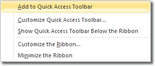 Add To Quick Access Toolbar
