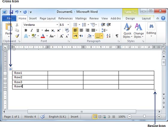 Word Resize A Table