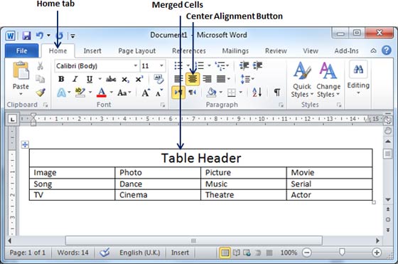 Word - Merging Table Cell